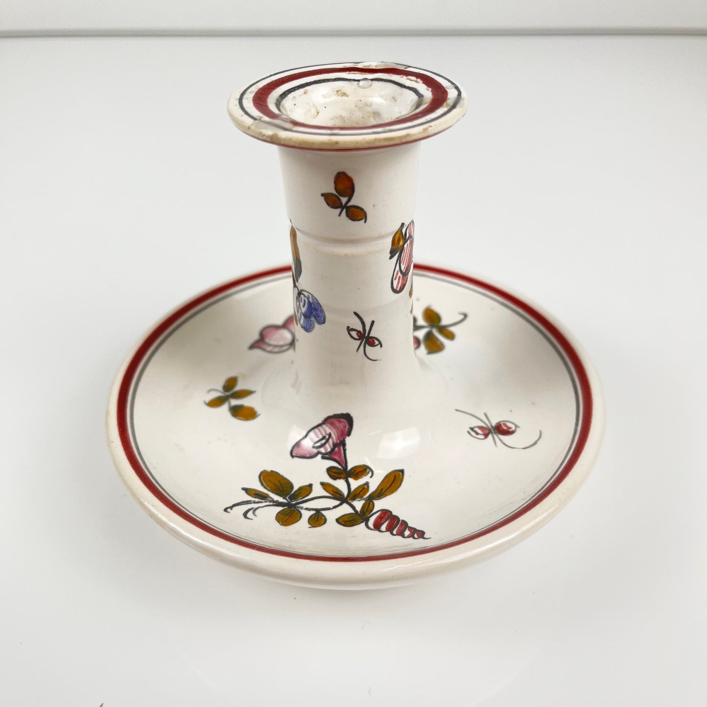 Bougeoir en céramique peint à la main, motif fleur