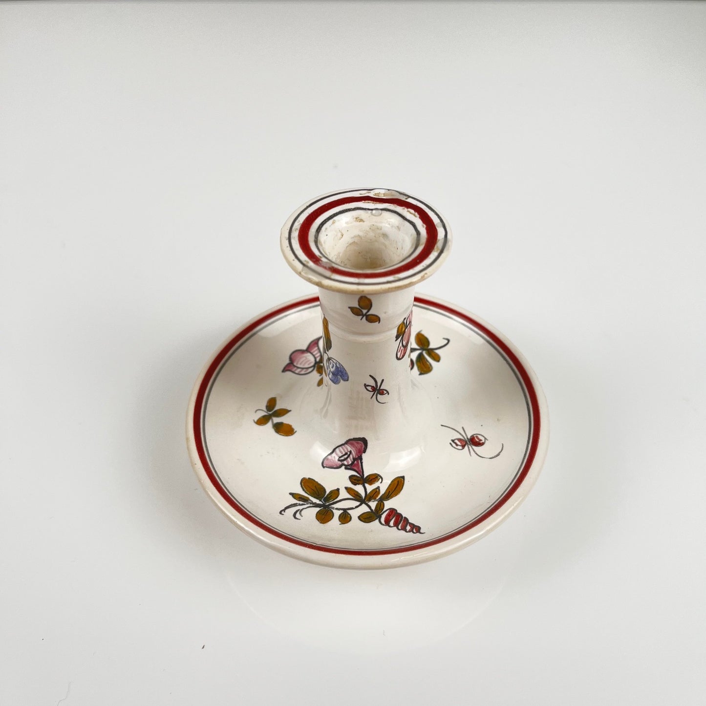 Bougeoir en céramique peint à la main, motif fleur