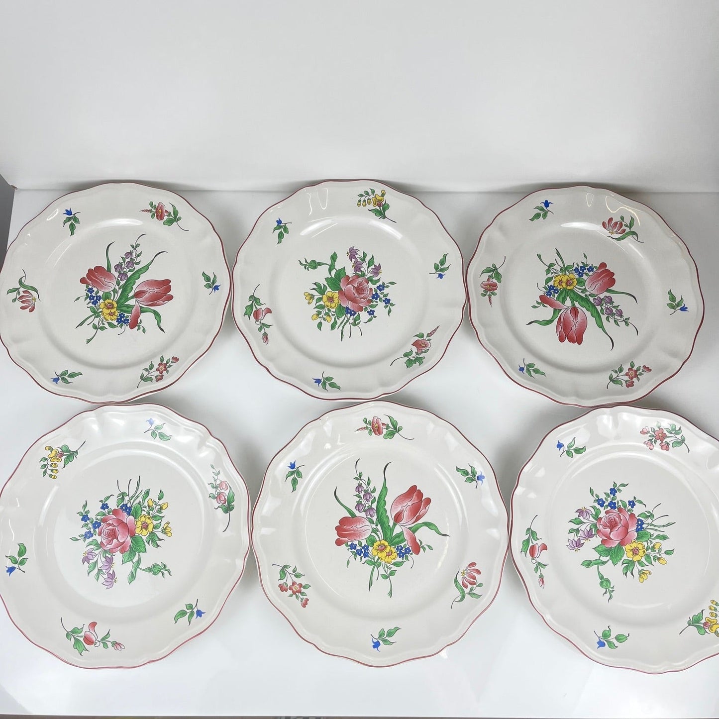 Set of 6 KG Luneville dinner plates – Reverbere pattern
