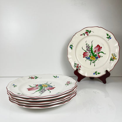 Set de 6 assiettes plates KG Lunéville, modèle Réverbère, B.E