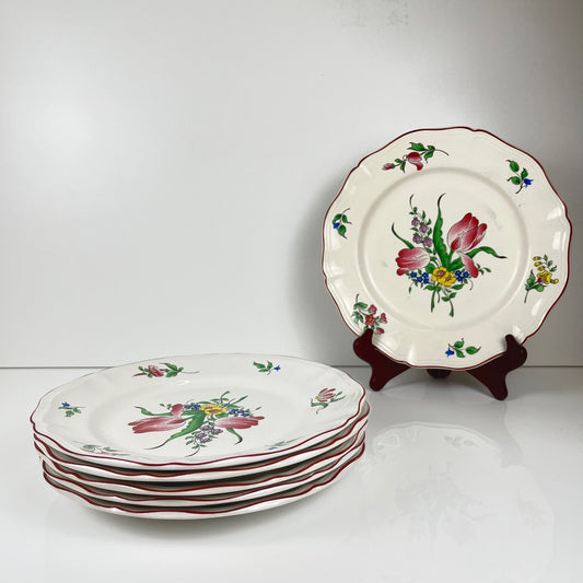 Set de 6 assiettes plates KG Lunéville, modèle Réverbère, B.E