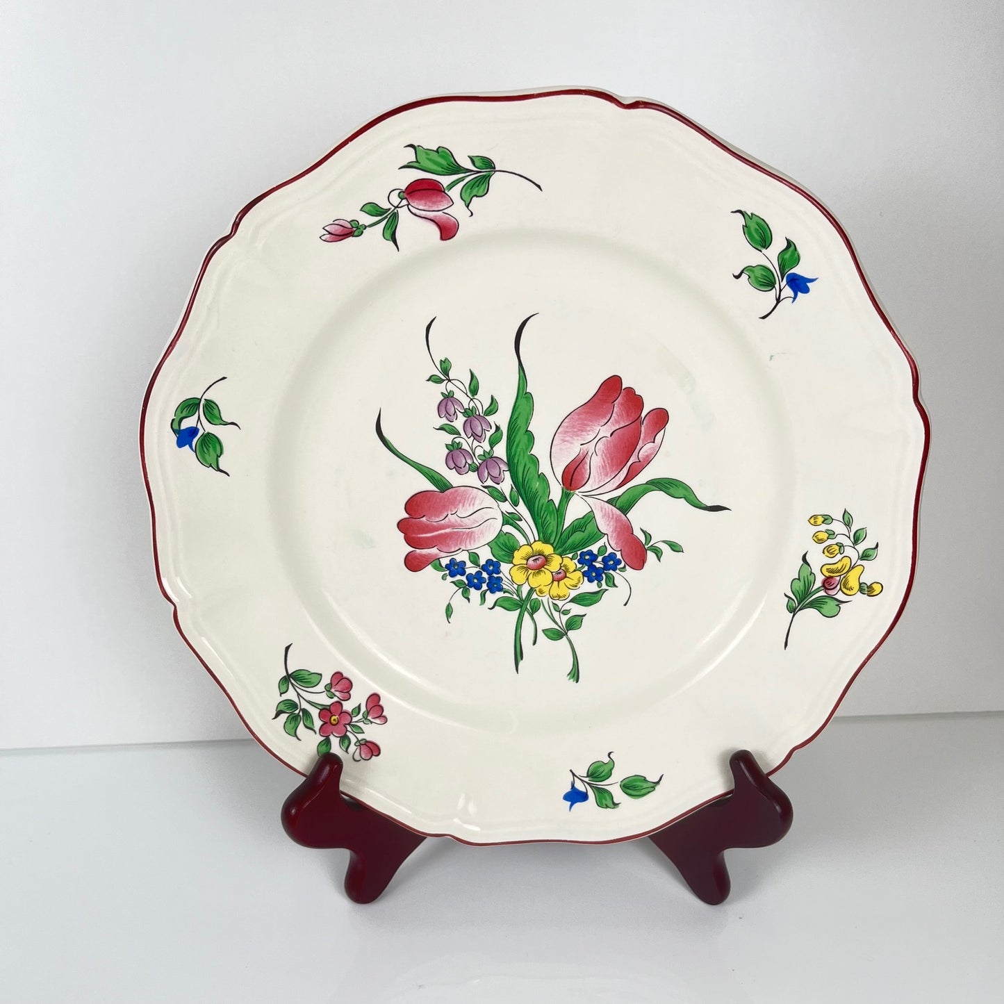 Set de 6 assiettes plates KG Lunéville, modèle Réverbère, B.E