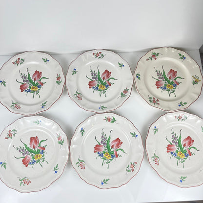 Set de 6 assiettes plates KG Lunéville, modèle Réverbère, B.E