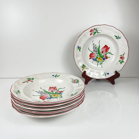 Set de 6 assiettes creuses KG Lunéville  "Réverbère"