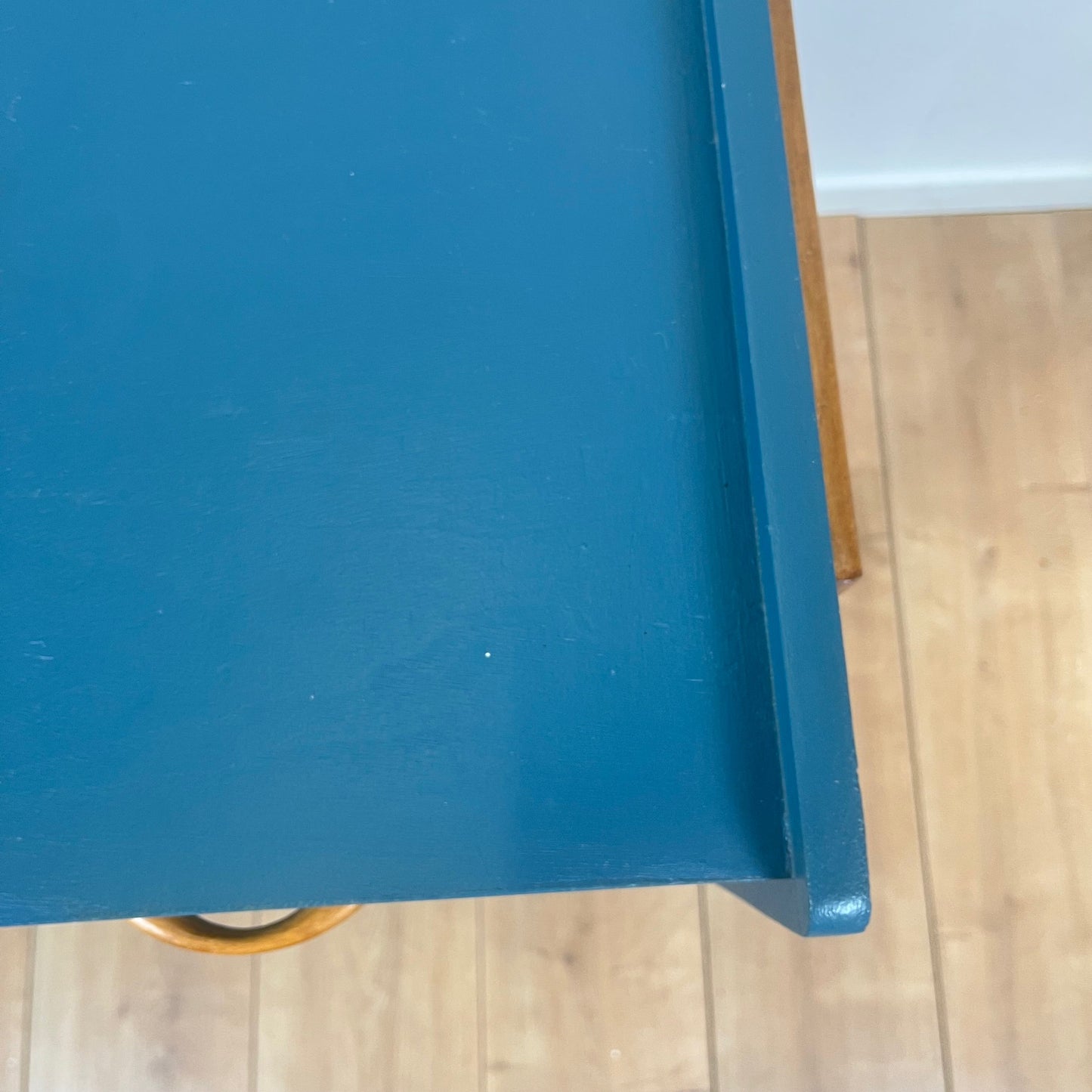 Bureau vintage moderniste bleu pétrole, 1950/60