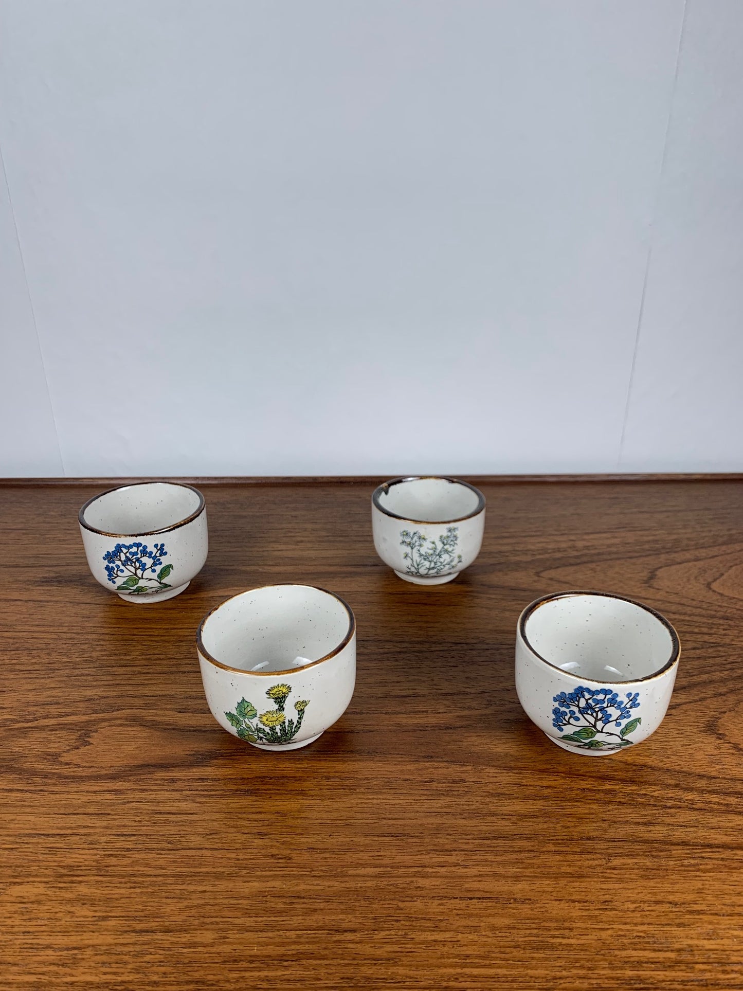 Set de 4 tasse à thé "herbier" , 1960/70, céramique