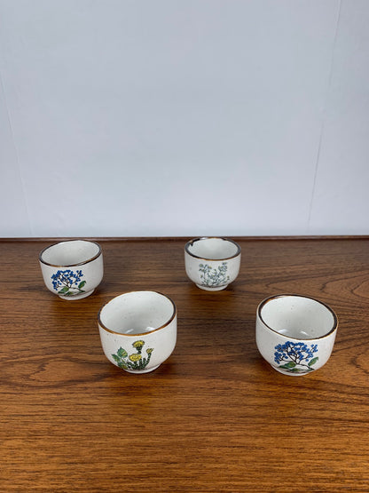 Set of 4 "herbarium" tea cups, 1960/70, ceramic