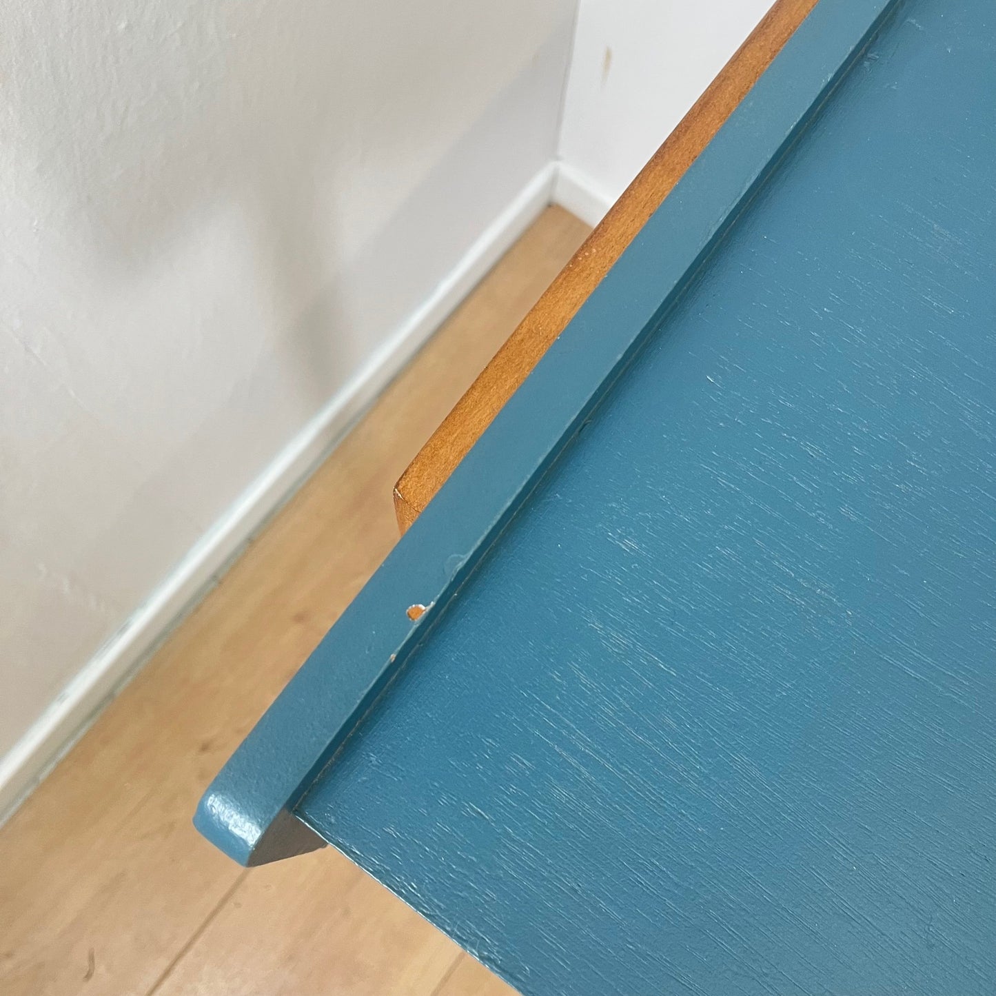 Bureau vintage moderniste bleu pétrole, 1950/60