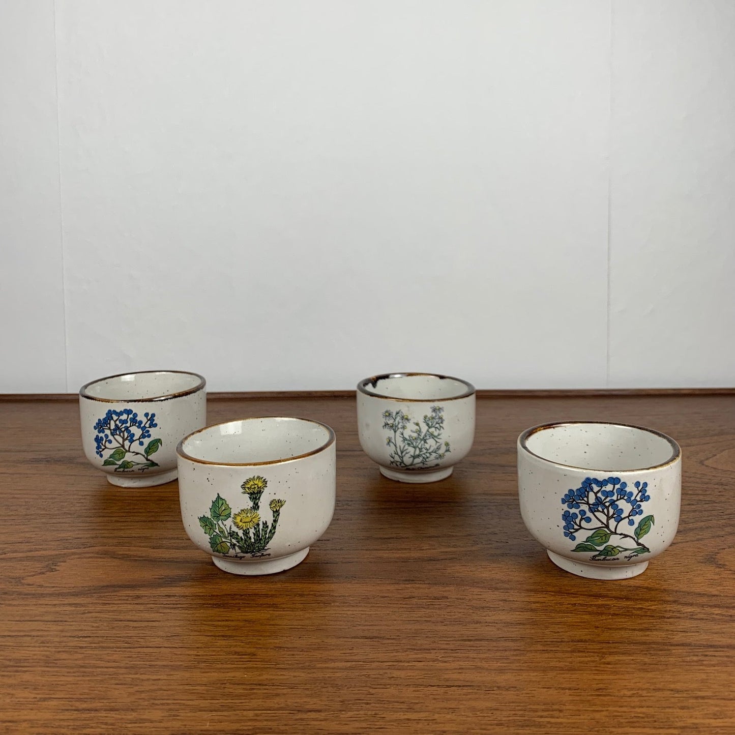 Set de 4 tasse à thé "herbier" , 1960/70, céramique