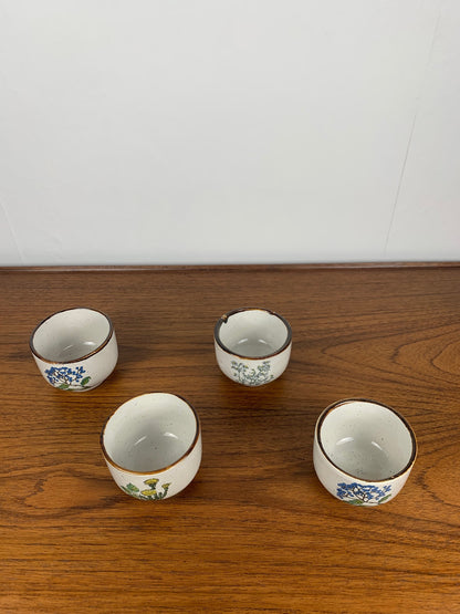 Set of 4 "herbarium" tea cups, 1960/70, ceramic