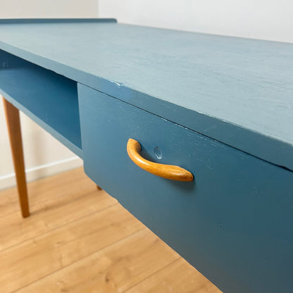 Bureau vintage moderniste bleu pétrole, 1950/60