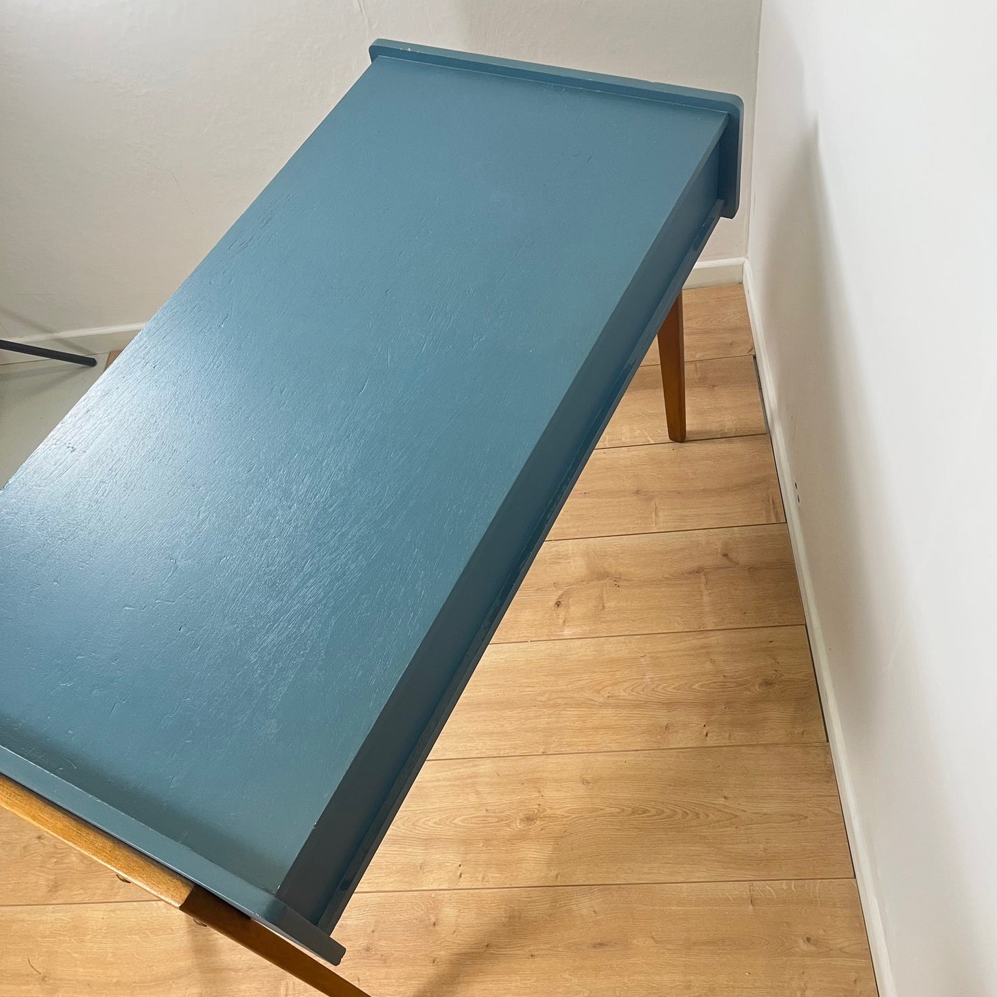 Bureau vintage moderniste bleu pétrole, 1950/60