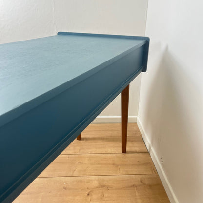 Bureau vintage moderniste bleu pétrole, 1950/60