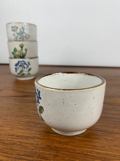 Set of 4 "herbarium" tea cups, 1960/70, ceramic