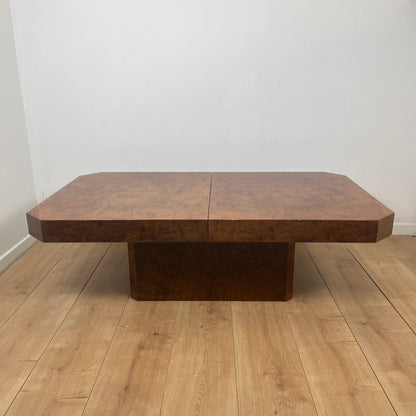 Table basse bar Art déco en loupe de bois – années 1930/1940