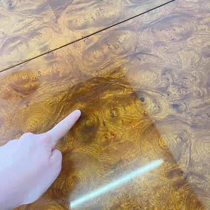 Table basse bar Art déco en loupe de bois – années 1930/1940