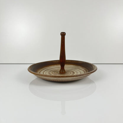 Plateau rond avec poignée en céramique , 1960/70