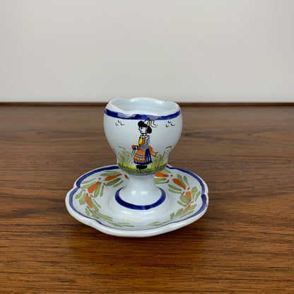 Henriot egg cup, Quimper France, hand painted