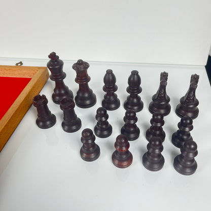 Jeux d'échec de voyage en bois et pions en plastique, 30cm