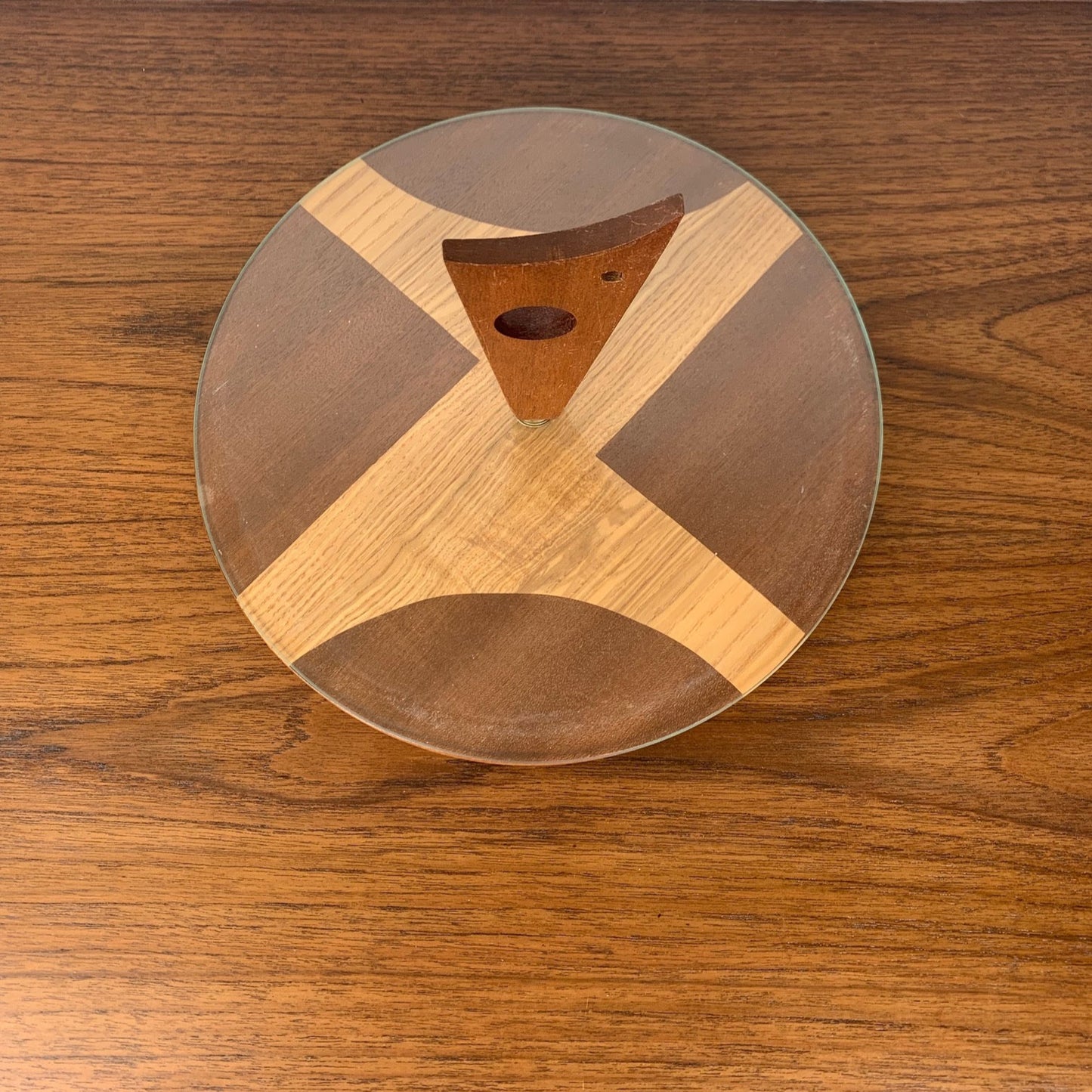 Midcentury modern wood and glass turntable