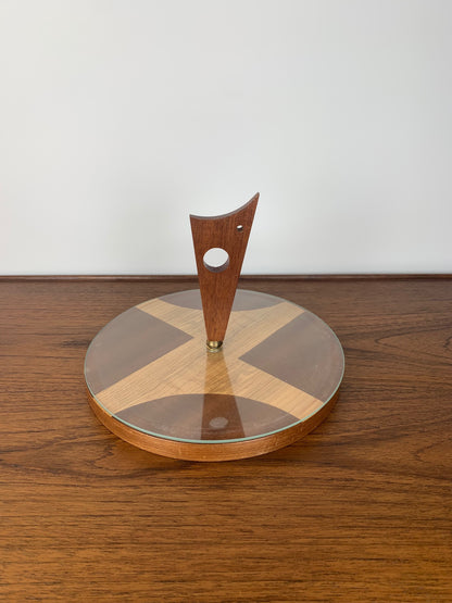 Midcentury modern wood and glass turntable