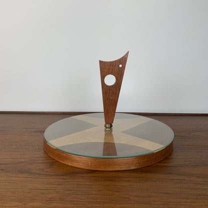 Midcentury modern wood and glass turntable