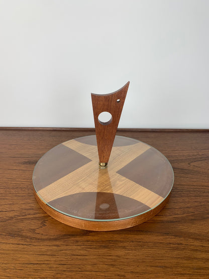 Midcentury modern wood and glass turntable