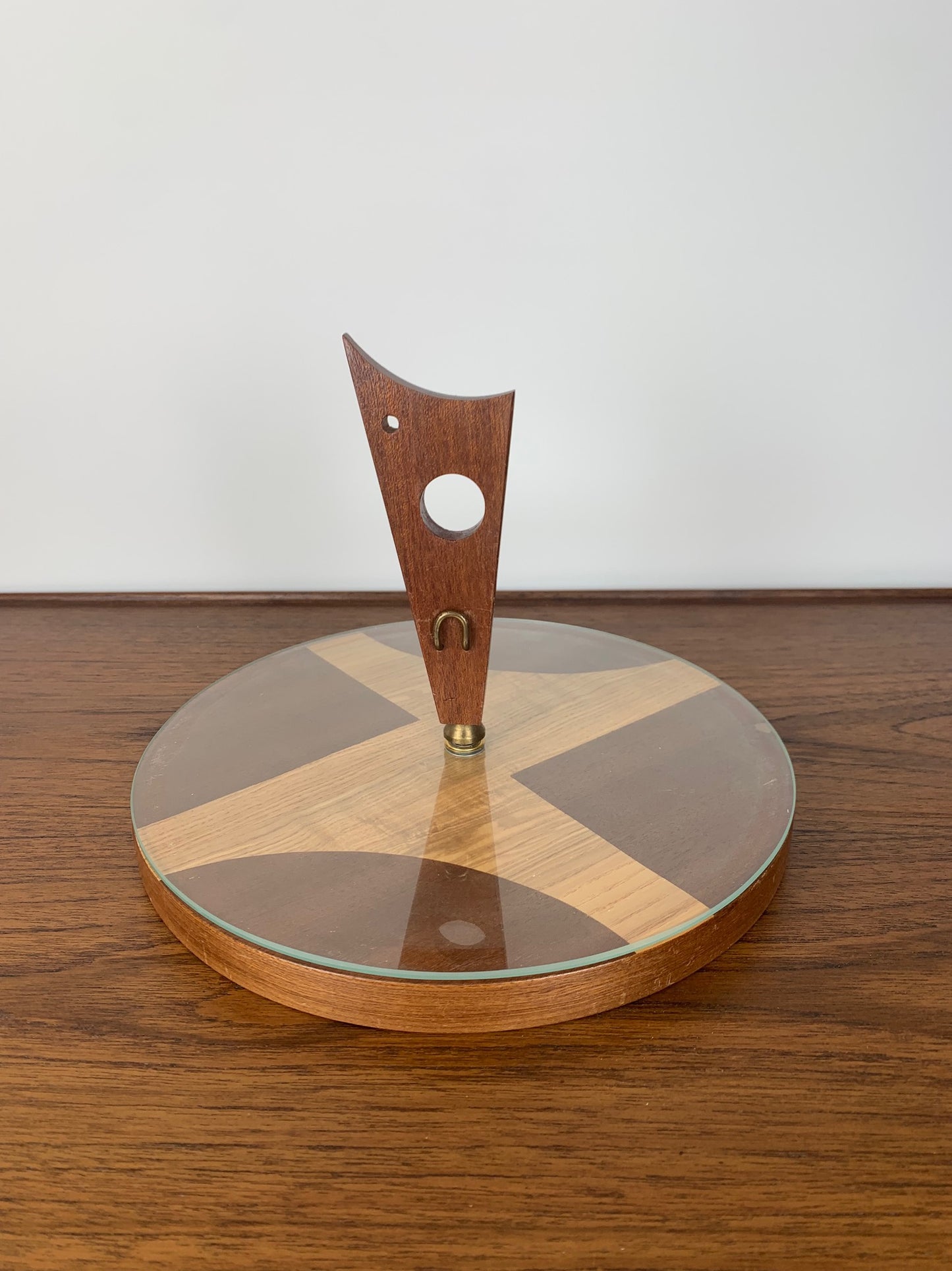 Midcentury modern wood and glass turntable