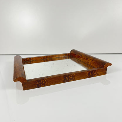 Petit plateau en placage de ronce, XXe siècle