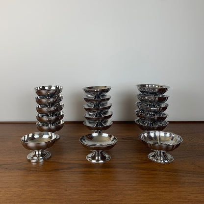 set of 6 stainless steel dessert bowls, 1970