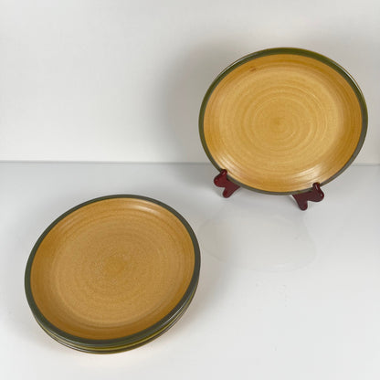 Set de 4 assiettes Salins avec liseré vert, XXe