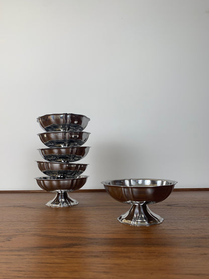 set of 6 stainless steel dessert bowls, 1970