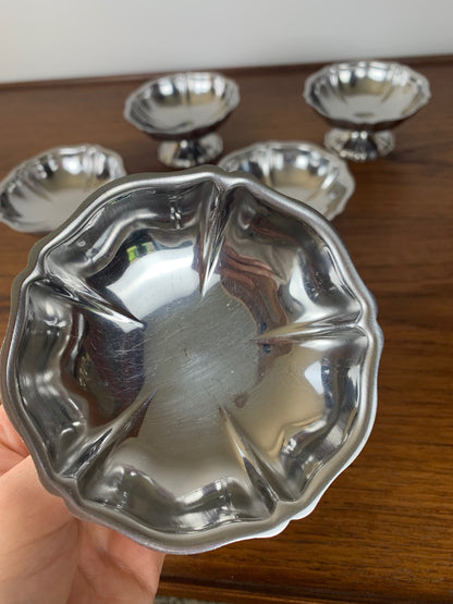 set of 6 stainless steel dessert bowls, 1970