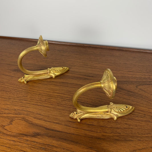 Pair of brass candle wall sconces, neoclassical style