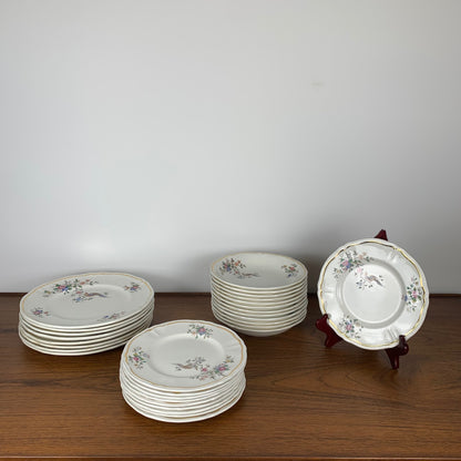 Lot de 10 assiettes à dessert modèle "Chantilly" par Longchamp, 1950/60