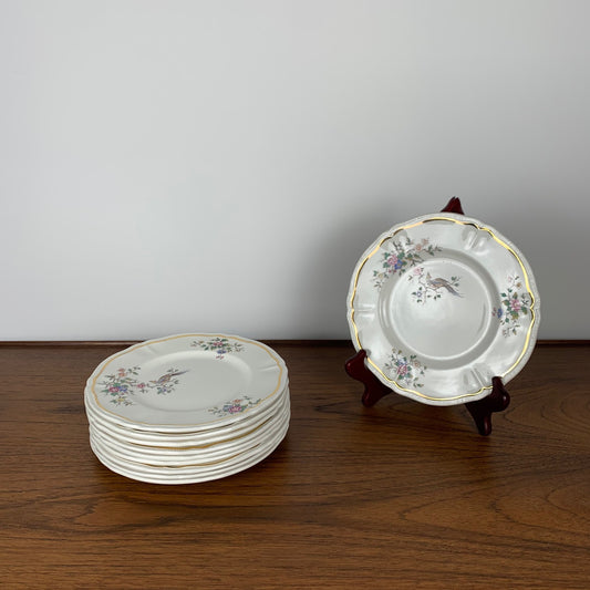 Lot de 10 assiettes à dessert modèle "Chantilly" par Longchamp, 1950/60