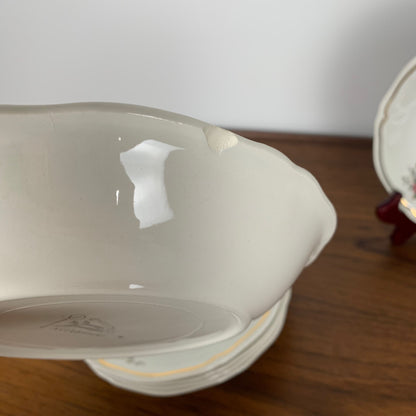 Lot de 6 assiettes creuses modèle "Chantilly" par Longchamp, 1950/60