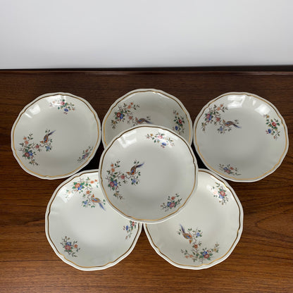 Lot de 6 assiettes creuses modèle "Chantilly" par Longchamp, 1950/60