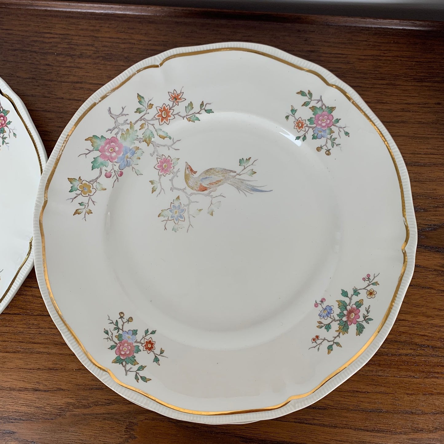 Set of 8 flat plates, "Chantilly" model by Longchamp, 1950/60