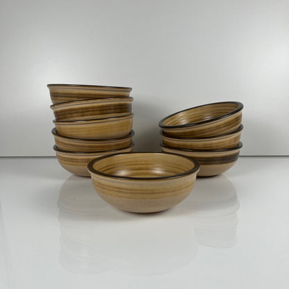 Set of 9 Salins stoneware bowls, brown tones