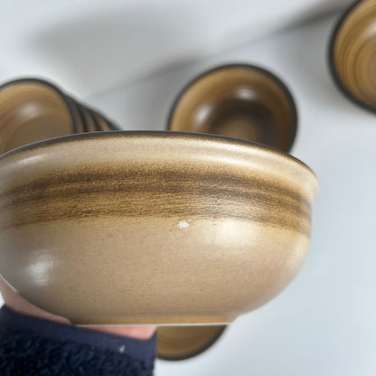 Set of 9 Salins stoneware bowls, brown tones