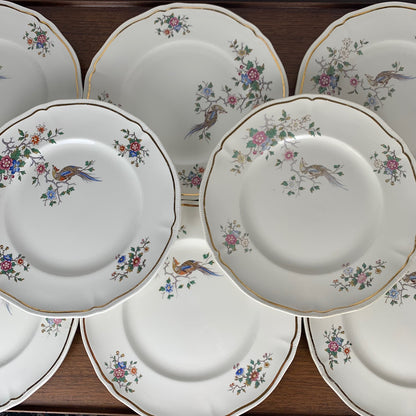 Lot de 8 assiettes plates modèle "Chantilly" par Longchamp, 1950/60