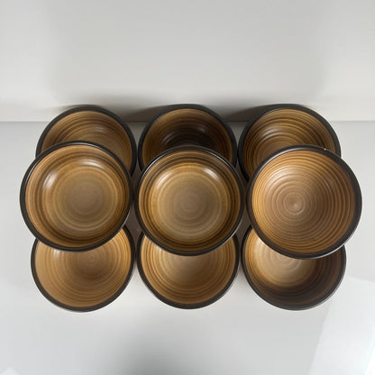 Set of 9 Salins stoneware bowls, brown tones