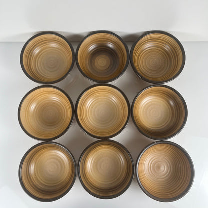 Set of 9 Salins stoneware bowls, brown tones