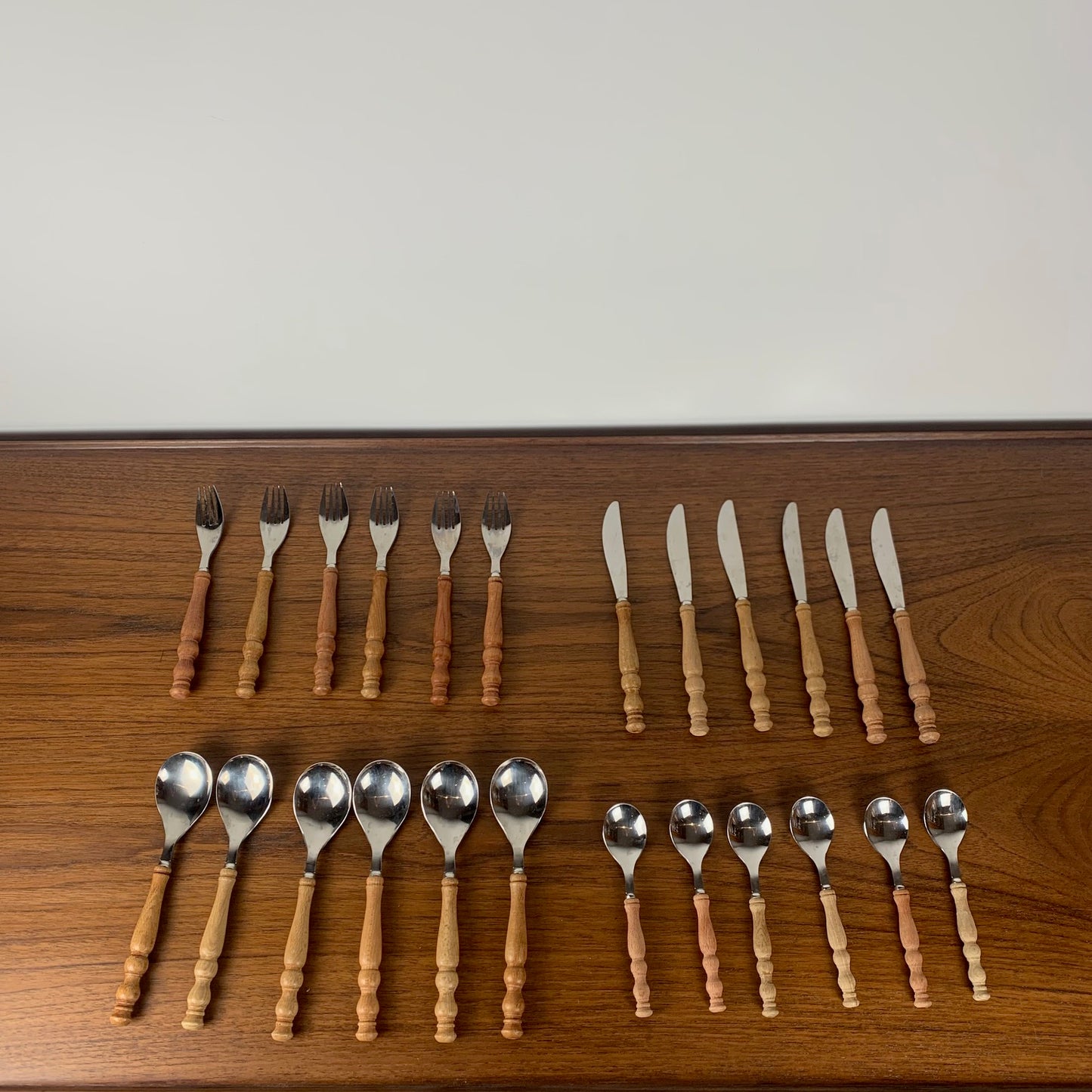 Wooden cutlery set for 6 people, Germany, 1970