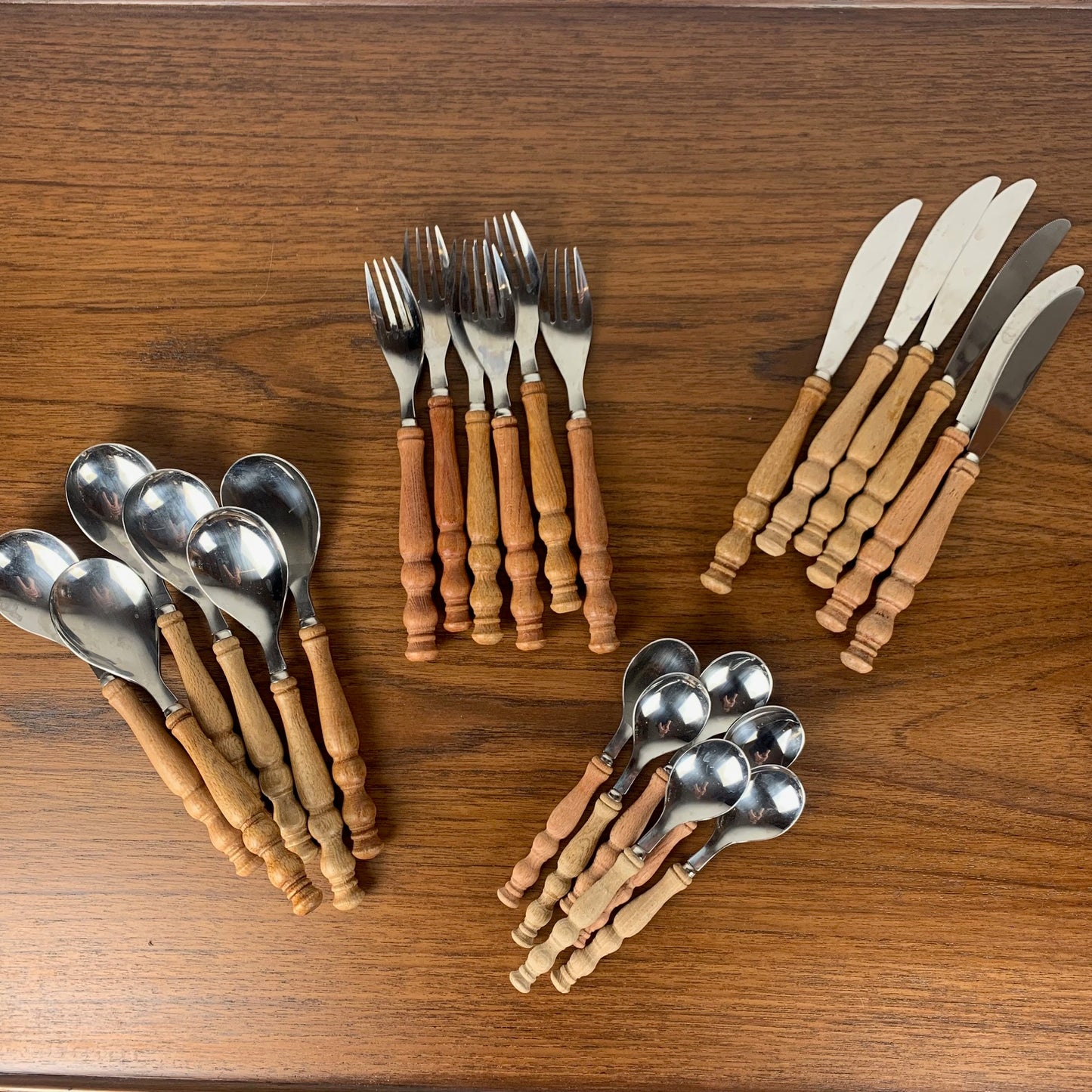 Wooden cutlery set for 6 people, Germany, 1970