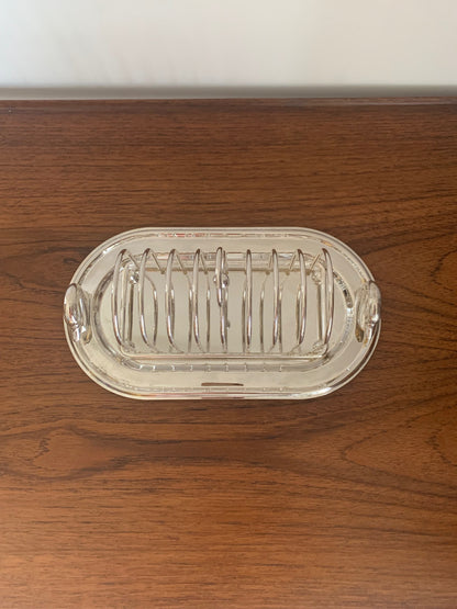 Silver metal toast rack with tray, 1970