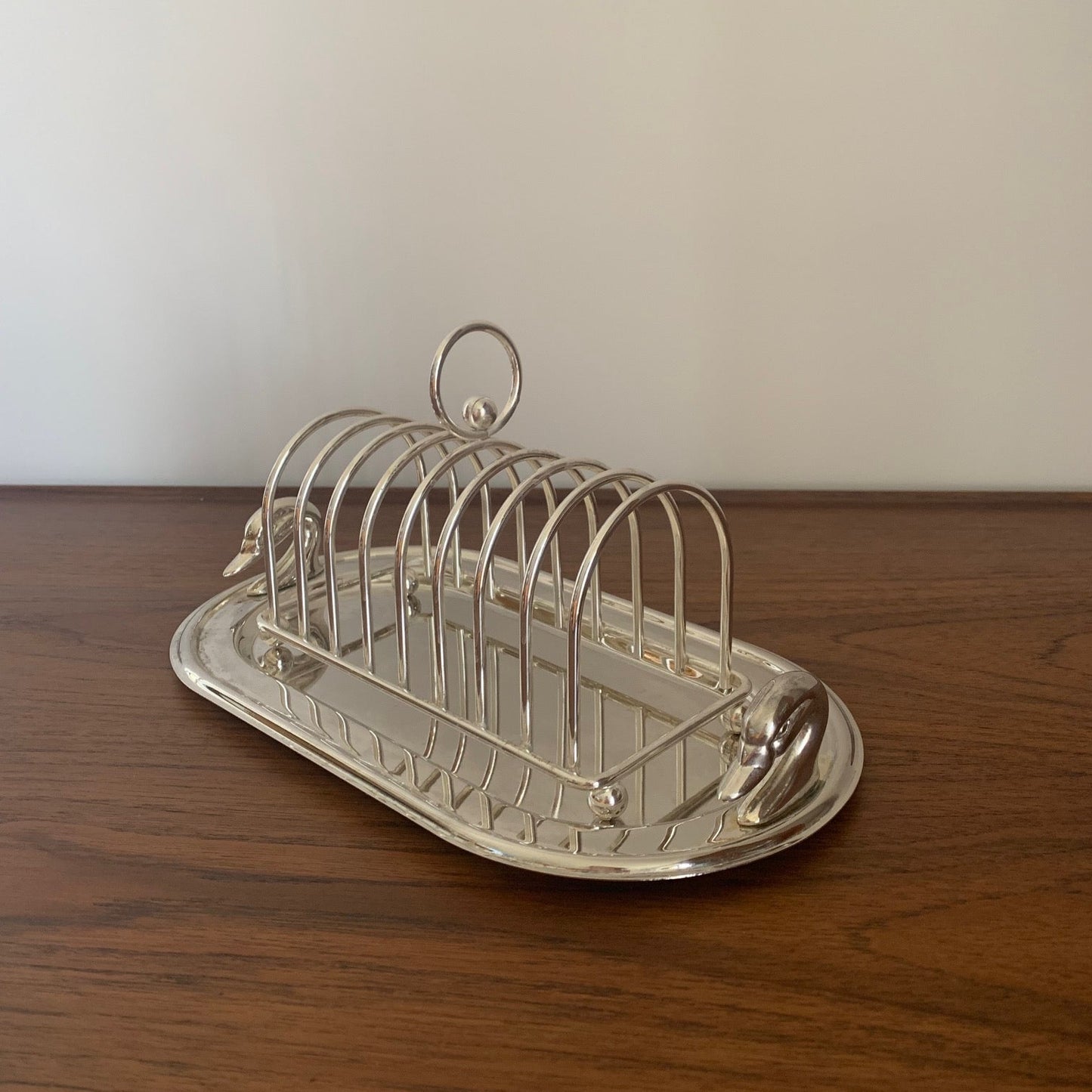 Silver metal toast rack with tray, 1970