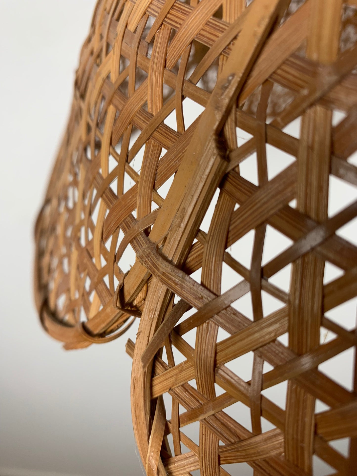 Flower-shaped pendant light, woven rattan, 1970