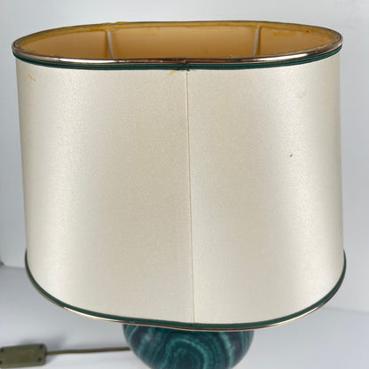 Table lamp by Maison Le Dauphin in brass and imitation green malachite, 1980